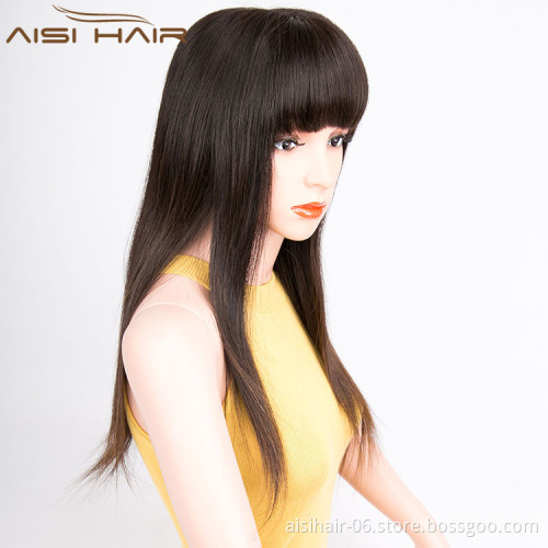 Aisi Hair 2018 New Arrival 16 Inch Long Silky Straight Natural Black Brazilian Full Lace Human Hair Wigs For Black Women